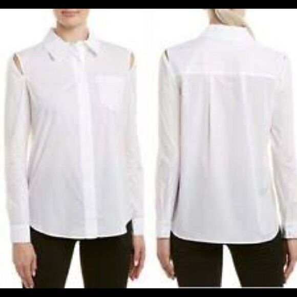 Milly  Cassie White Blouse with Cold Shoulder. - Picture 1 of 5